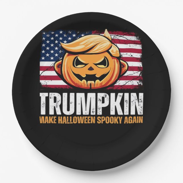 Plato De Papel Donald Halloween - Trumpkin hace que Halloween sea (Anverso)
