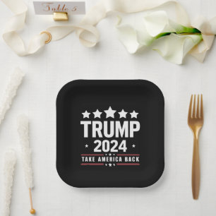Plato De Papel Donald Trump 2024 Recuperemos América Elección 