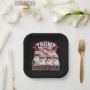 Plato De Papel Donald Trump Hace que los Gatos sean Seguros de Nu