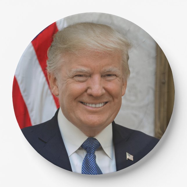 Plato De Papel Donald Trump Presidente de los Estados Unidos Casa (Anverso)