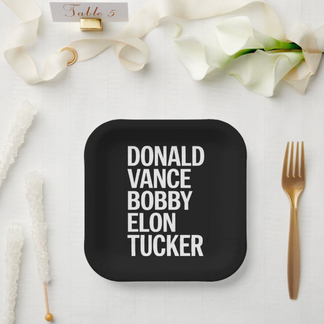 Plato De Papel Donald Vance Bobby Elon y Tucker (Boda)