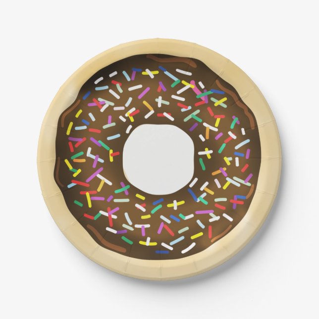 Plato De Papel Donas Cumpleaños con Relleno de Chocolate Marrón y (Anverso)