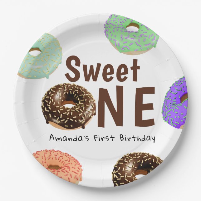 Plato De Papel Donas Sweet One 1er Cumpleaños (Anverso)