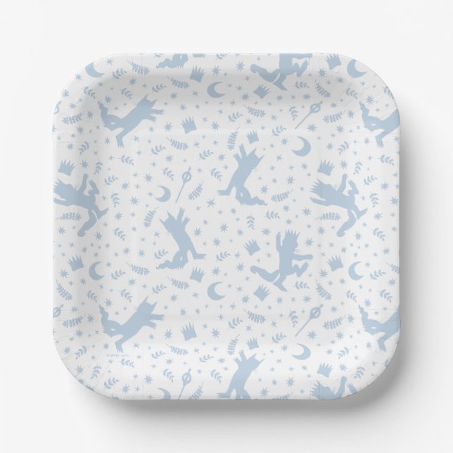 Plato De Papel Donde las cosas salvajes flor azul (Anverso)