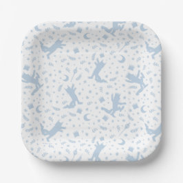Plato De Papel Donde las Cosas Salvajes Floral Azul