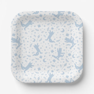 Plato De Papel Donde las Cosas Salvajes Floral Azul