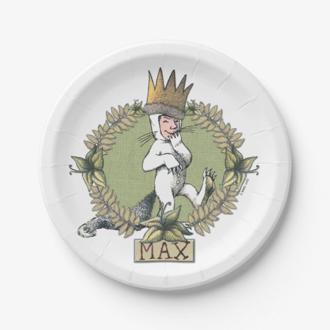 Plato De Papel Donde las cosas salvajes | Insignia de Max (Anverso)