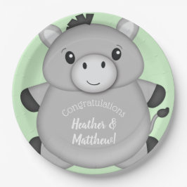 Plato De Papel Donkey Baby Shower Green