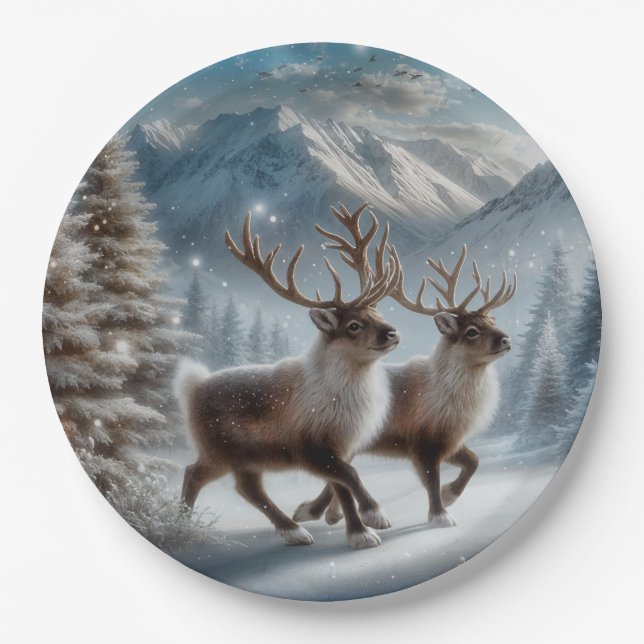 Plato De Papel Donner y Blitzen Navidad (Anverso)