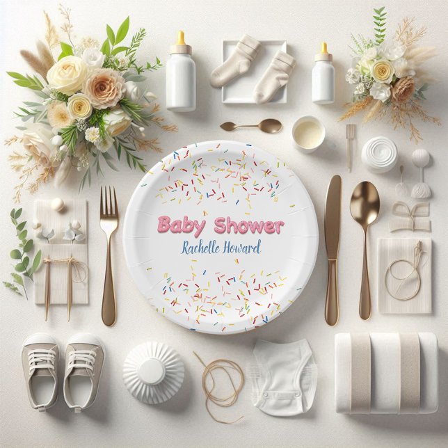 Plato De Papel Donut Baby Shower Sprinkles (Subido por el creador)
