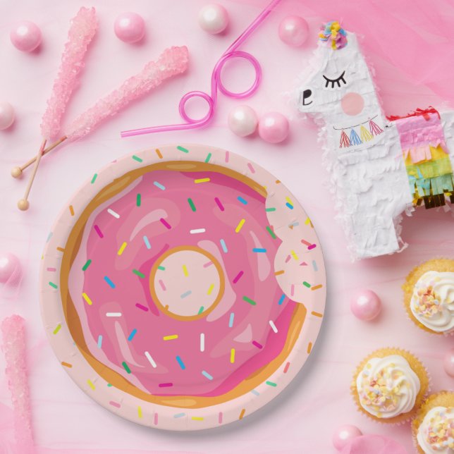 Plato De Papel Donut Birthday Donut con rociadores cumpleaños (Fiesta)