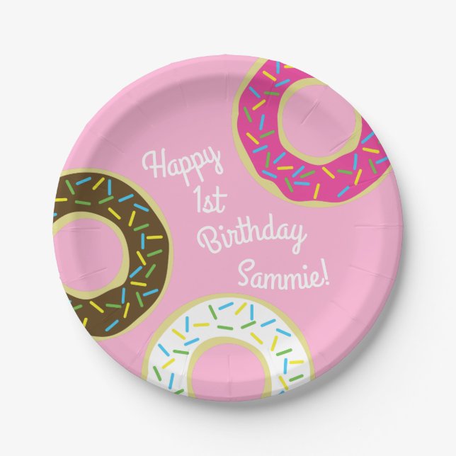 Plato De Papel Donut Birthday Party (Anverso)