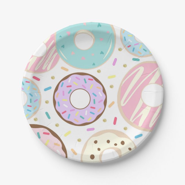 Plato De Papel Donut Birthday Plates Donut Placas Fiestas (Anverso)