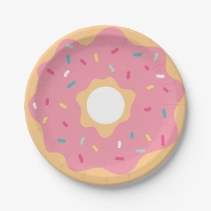 Plato De Papel Donut de fresa rosa