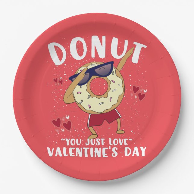 Plato De Papel Donut Día de San Valentín (Anverso)