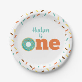 Plato De Papel Donut First Birday Paper Placas