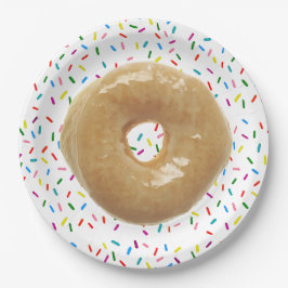 Plato De Papel Donut glaseado con placa de papel rociada