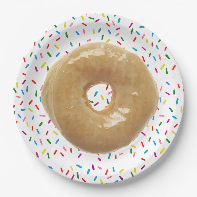 Plato De Papel Donut glaseado con placa de papel rociada (Anverso)