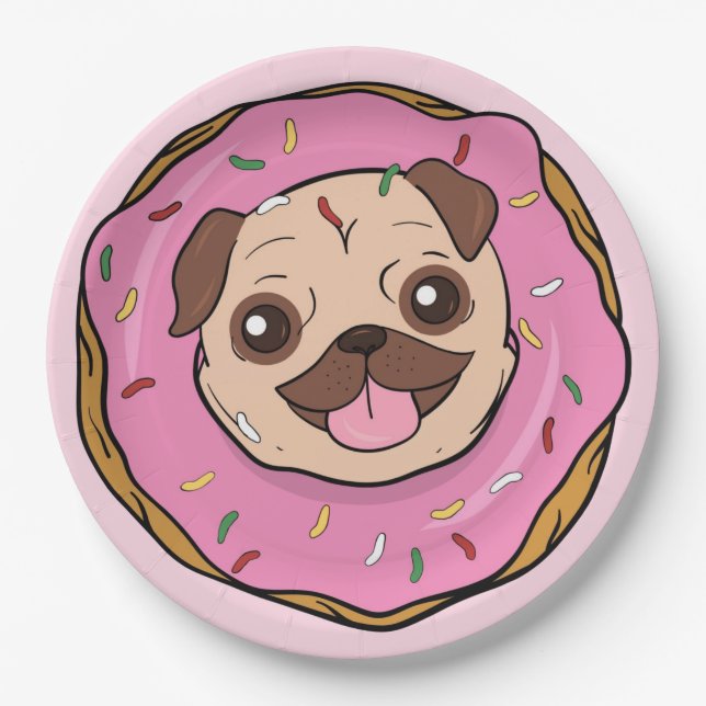 Plato De Papel Donut Pug (Anverso)