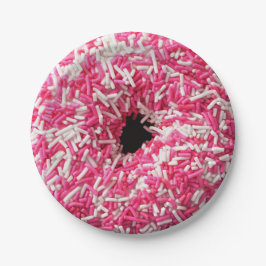 Plato De Papel Donut Rosado blanco