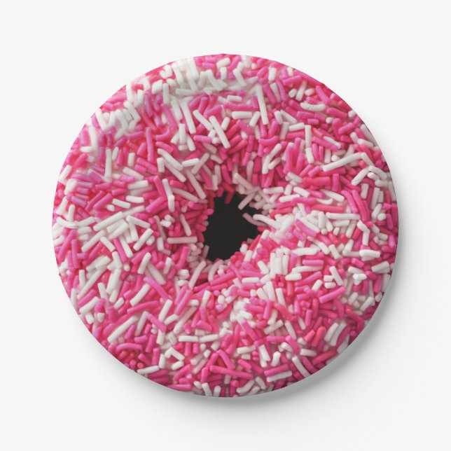 Plato De Papel Donut Rosado blanco (Anverso)