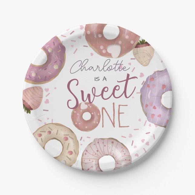 Plato De Papel Donut Sweet One Birthday (Anverso)