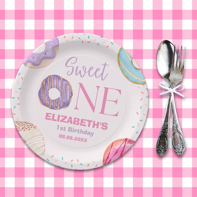 Plato De Papel Donut Sweet One Cute Birthday Girl (Subido por el creador)