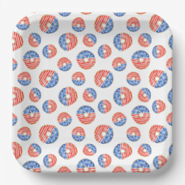 PLATO DE PAPEL DONUTS AZULES ROJOS PATRIÓTICOS