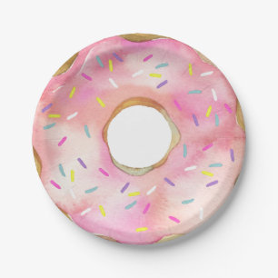 Plato De Papel Donuts de color de agua sin cortar