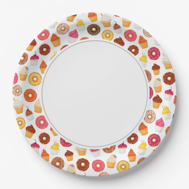 Plato De Papel Donuts y pasteles (Anverso)