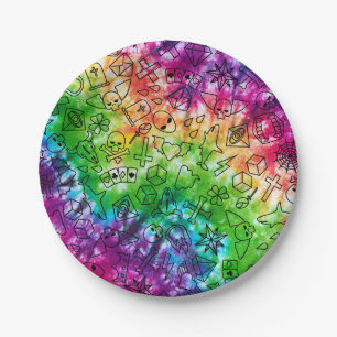 Plato De Papel Doodle Arcoiris