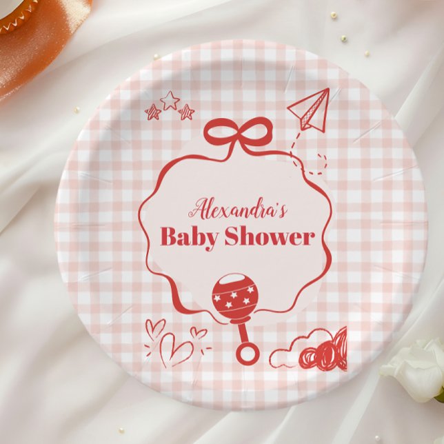 Plato De Papel Doodle Brunch Bow Baby Shower (Subido por el creador)