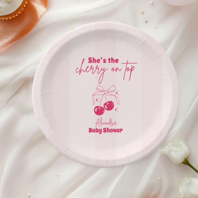 Plato De Papel Doodle Cherry en Baby Shower superior (Subido por el creador)