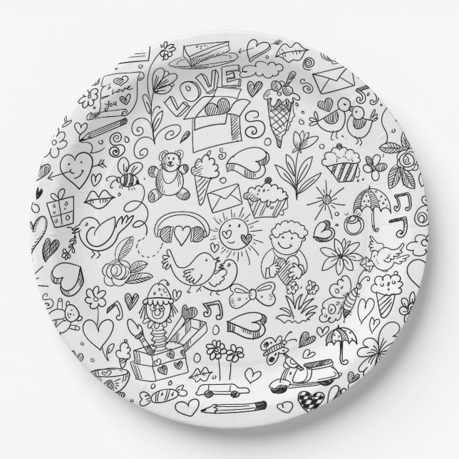 Plato De Papel Doodle Paper Plate (Anverso)