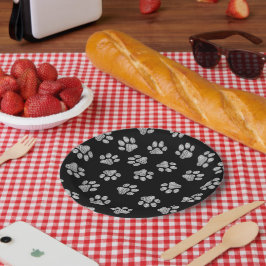 Plato De Papel Doodle Paws, patas de perro, patas blancas