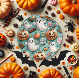 Plato De Papel Doodles de Halloween