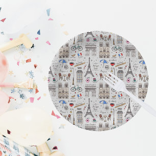 Plato De Papel Doodles de París