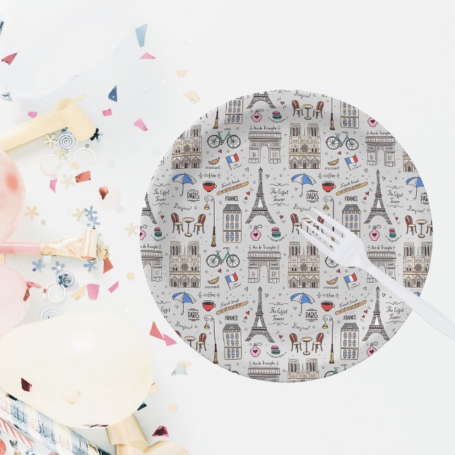 Plato De Papel Doodles de París (Subido por el creador)