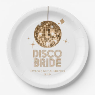 Plato De Papel Dorada Disco Ball Disco Bridal Bridal Shower