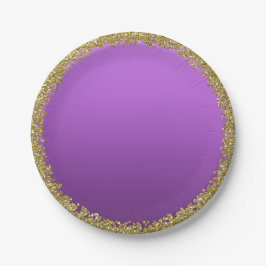Plato De Papel Dorado con purpurina dorada sumergida glamour bril