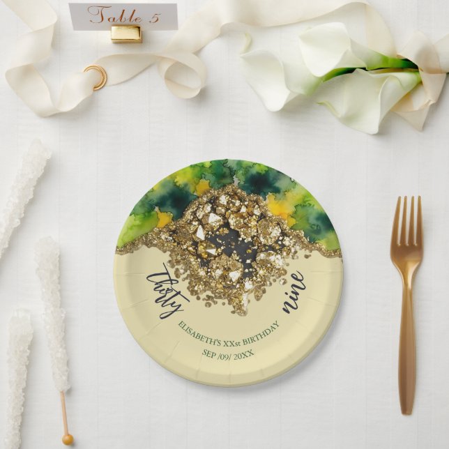 Plato De Papel Dorado Crema Falso Oro (Boda)