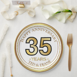 Plato de papel dorado elegante con texto editable