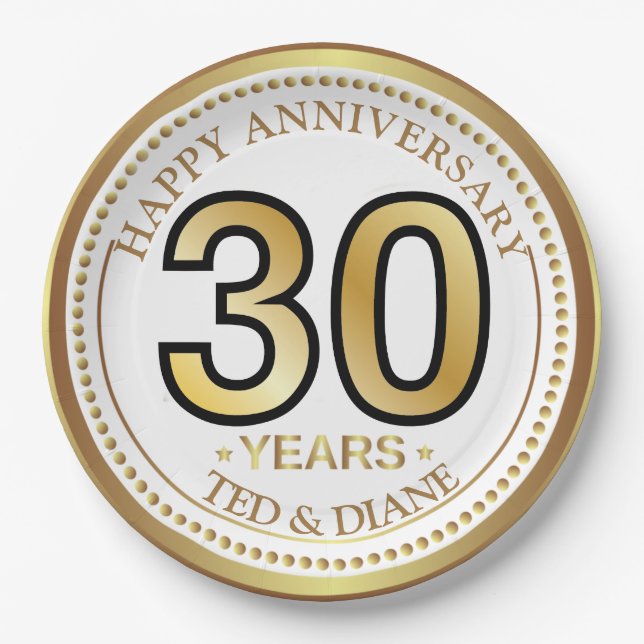 Plato de papel dorado elegante con texto editable (Anverso)