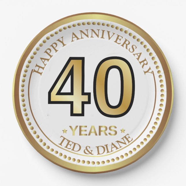 Plato de papel dorado elegante con texto editable (Anverso)