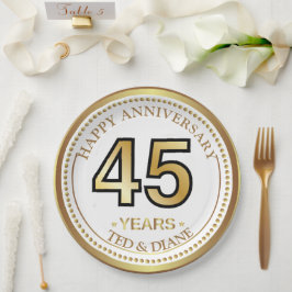 Plato de papel dorado elegante con texto editable