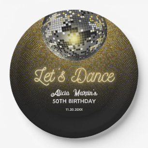 Plato De Papel Dorado media tonada disco bola vamos a bailar cump