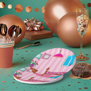 Plato De Papel Dormitorio Floral Rosa Habitación de Niños