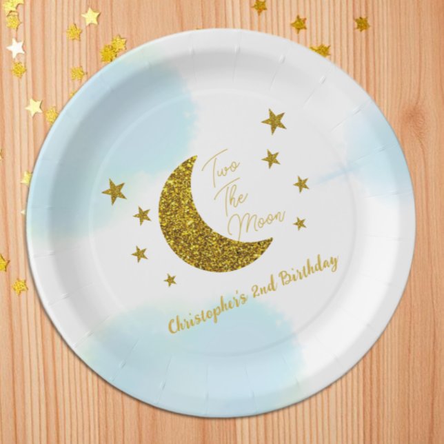 Plato De Papel Dos a la Luna 2do Cumpleaños (Subido por el creador)