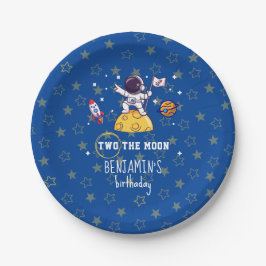 Plato De Papel Dos a la Luna Segundo Cumpleaños Niños