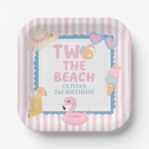 Plato De Papel dos a la playa cumpleaños de verano costero segund